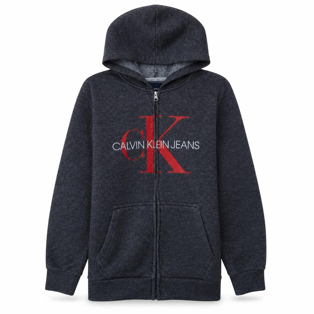 Calvin Klein Jeans Teens Grey Full Zip Logo Hoodie 14 Plus