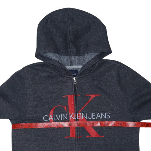 Calvin Klein Jeans Teens Grey Full Zip Logo Hoodie 14 Plus
