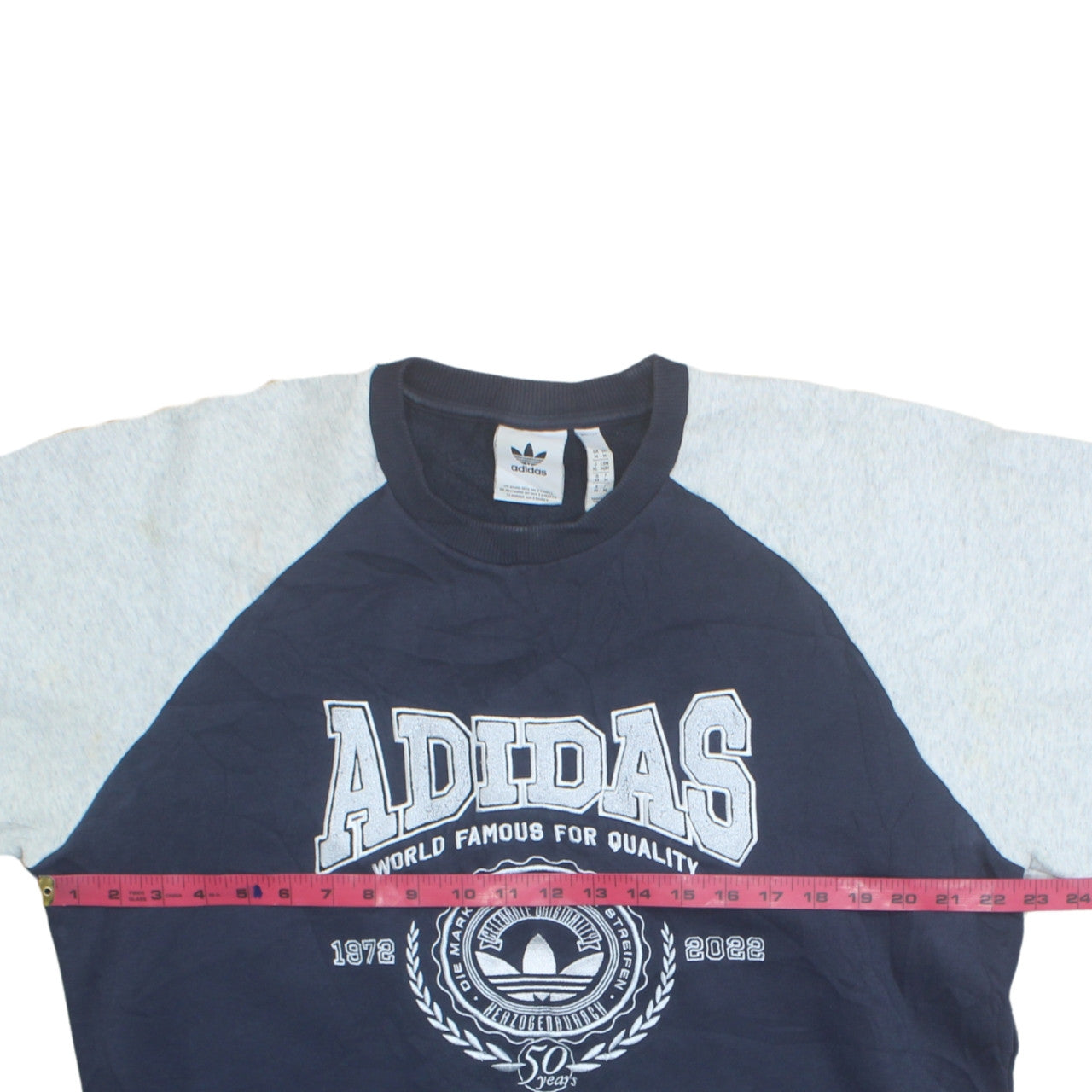 Adidas Men's Blue Grey Pullover Sweatshirt M Retro Graphic Logo Jumper