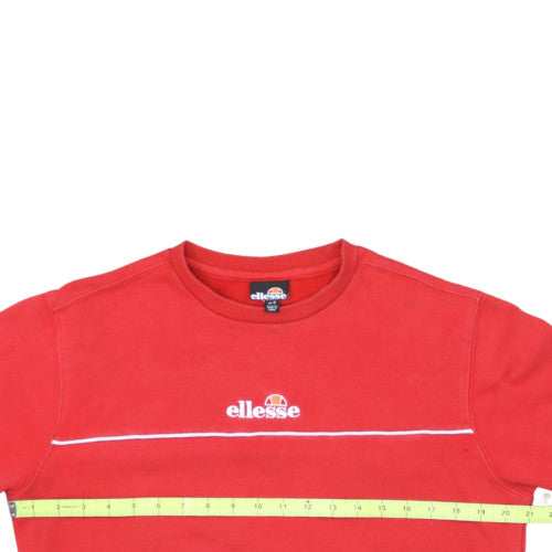 Ellesse Mens Red Crew Neck Sweatshirt Size S Logo Embroidered Pullover