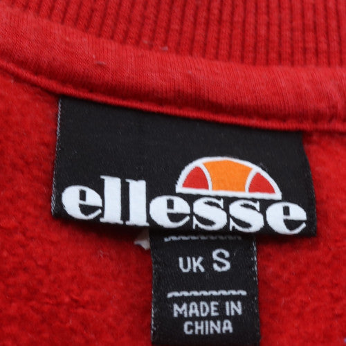 Ellesse Mens Red Crew Neck Sweatshirt Size S Logo Embroidered Pullover