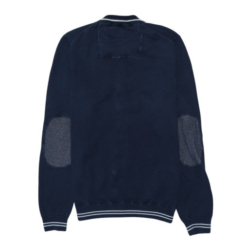 Hugo Boss Men's Blue Full Zip Cotton Knit Sweatshirt M