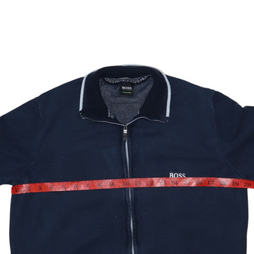 Hugo Boss Men's Blue Full Zip Cotton Knit Sweatshirt M