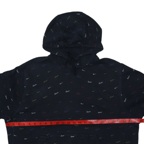 Nike Mens Black Pullover Hoodie L Logo Print Fleece Sweatshirt