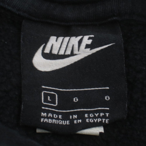 Nike Mens Black Pullover Hoodie L Logo Print Fleece Sweatshirt