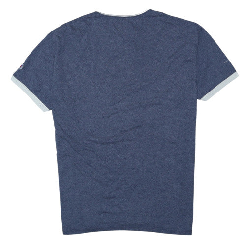 Champion Men's Blue XL Ringer Graphic T-Shirt 302 Logo