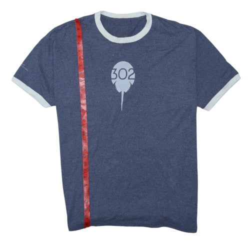 Champion Men's Blue XL Ringer Graphic T-Shirt 302 Logo