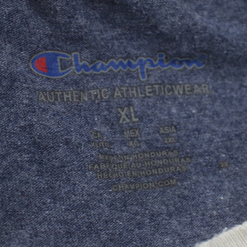 Champion Men's Blue XL Ringer Graphic T-Shirt 302 Logo