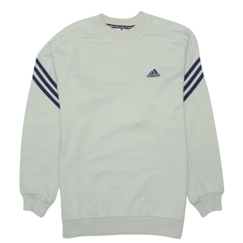 Adidas Mens Beige Crew Neck Sweatshirt Small Vintage Sports Pullover