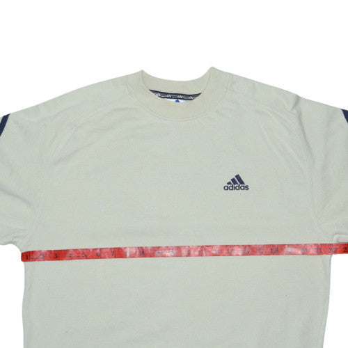 Adidas Mens Beige Crew Neck Sweatshirt Small Vintage Sports Pullover