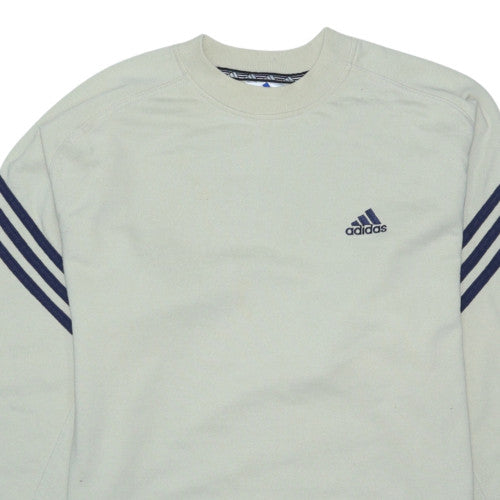 Adidas Mens Beige Crew Neck Sweatshirt Small Vintage Sports Pullover