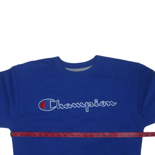 Champion Men's Blue Embroidered Logo Pullover Sweatshirt Size M