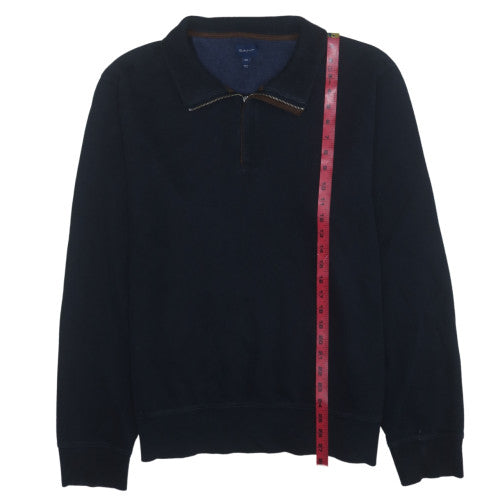 GANT Men's Blue 2XL Collared Half Zip Cotton Sweatshirt