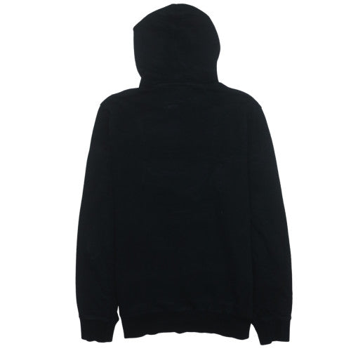 Napapijri Mens Black Pullover Hoodie M Embroidered Flag Logo Fleece