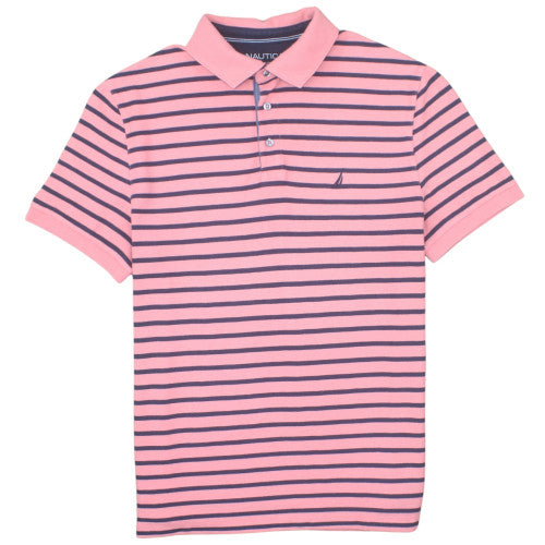 Nautica Men’s Pink Striped Classic Fit Polo Shirt Size L