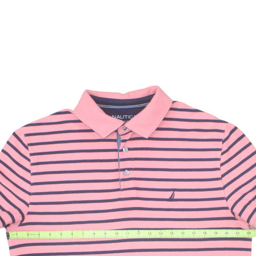 Nautica Men’s Pink Striped Classic Fit Polo Shirt Size L