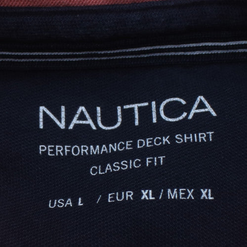 Nautica Men’s Pink Striped Classic Fit Polo Shirt Size L