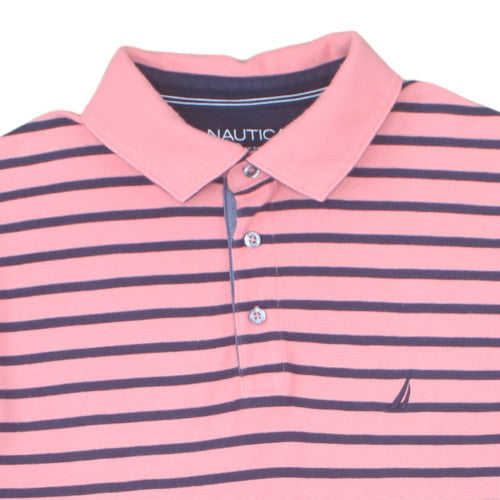 Nautica Men’s Pink Striped Classic Fit Polo Shirt Size L