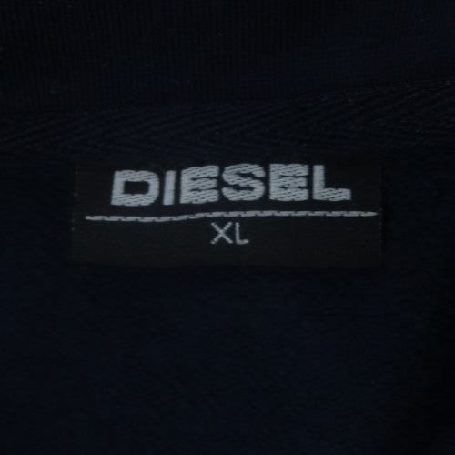 Diesel Mens Navy Full Zip Sweatshirt XL Logo Athletic Style