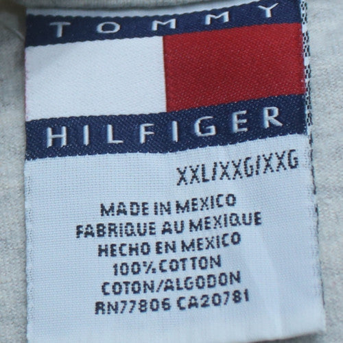 Tommy Hilfiger Men's Grey 2XL Classic Embroidered Logo Cotton T-Shirt