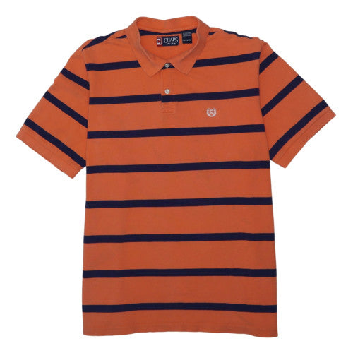 Chaps Men's Orange Striped 2XLT Cotton Polo Shirt