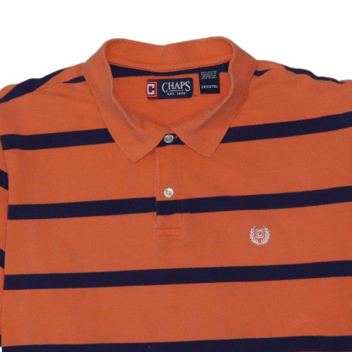 Chaps Men's Orange Striped 2XLT Cotton Polo Shirt