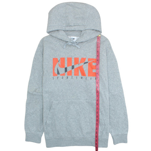 Nike Mens Grey L Pullover Hoodie Fleece Sportswear Graphic Print