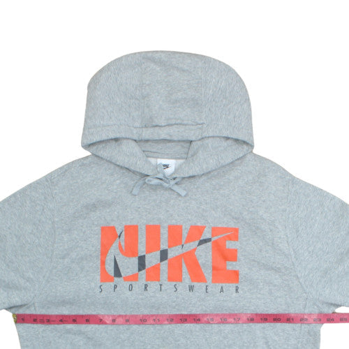 Nike Mens Grey L Pullover Hoodie Fleece Sportswear Graphic Print