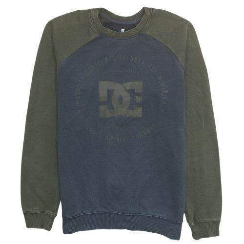 DC Men Green Crew Neck Fleece Logo Sweatshirt Size Small