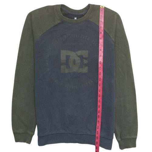 DC Men Green Crew Neck Fleece Logo Sweatshirt Size Small