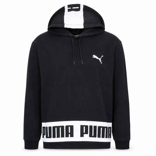 Puma Men's Black Small Pullover Hoodie with Logo Detail