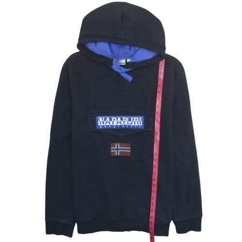 Napapijri Men's Blue XXL Pullover Hoodie Fleece Lined Outdoor