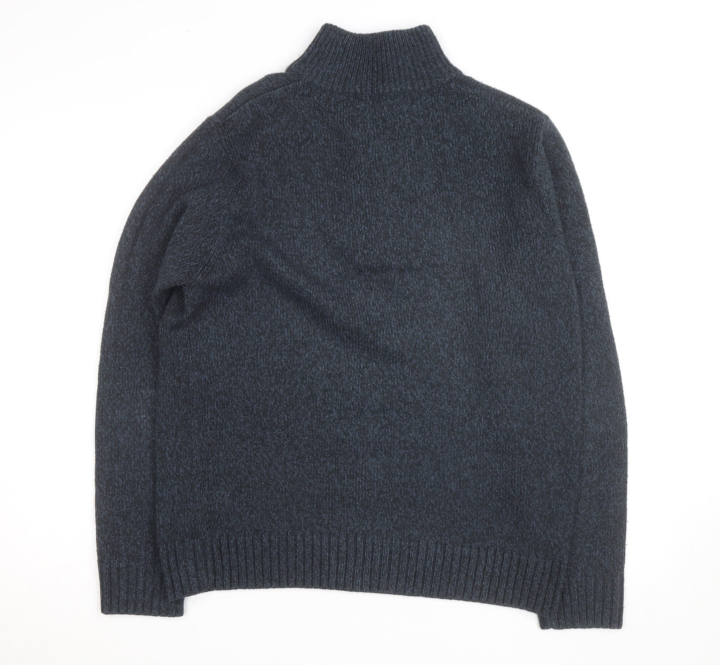 Marks and Spencer Men’s Blue Henley High Neck Jumper Medium