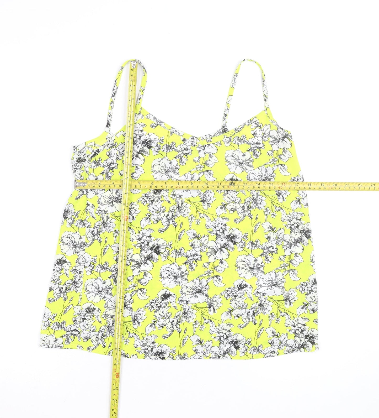 New Look Women's Yellow Floral Camisole Top Size 10