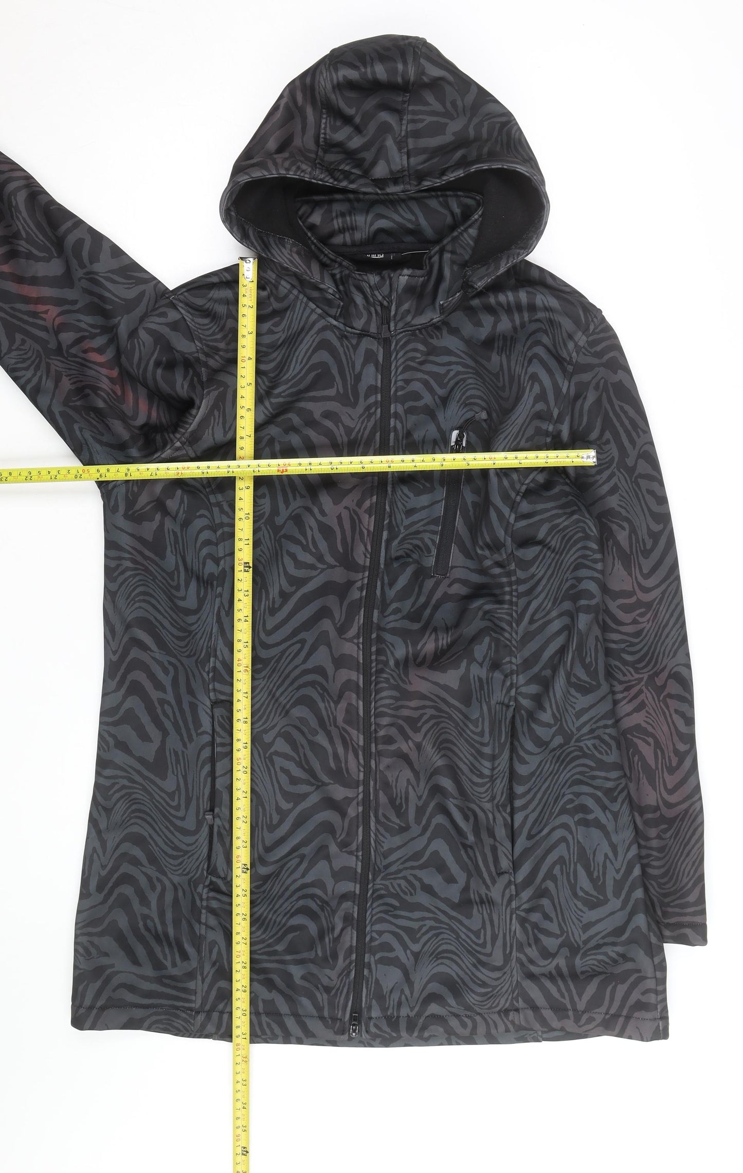 H&M Mens Black Animal Print Softshell Hooded Jacket Size M