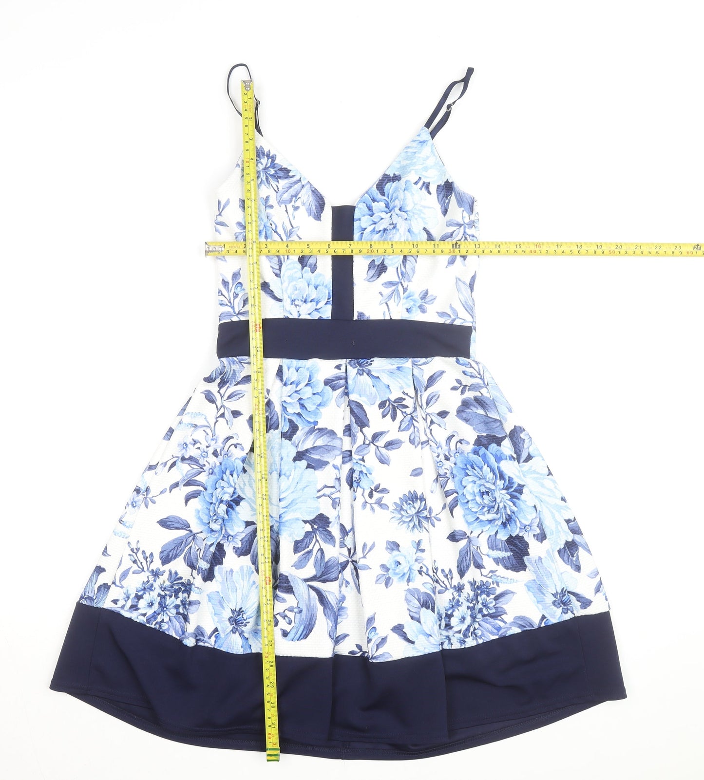 Quiz Women Blue Floral Fit & Flare Sleeveless Dress Size 10