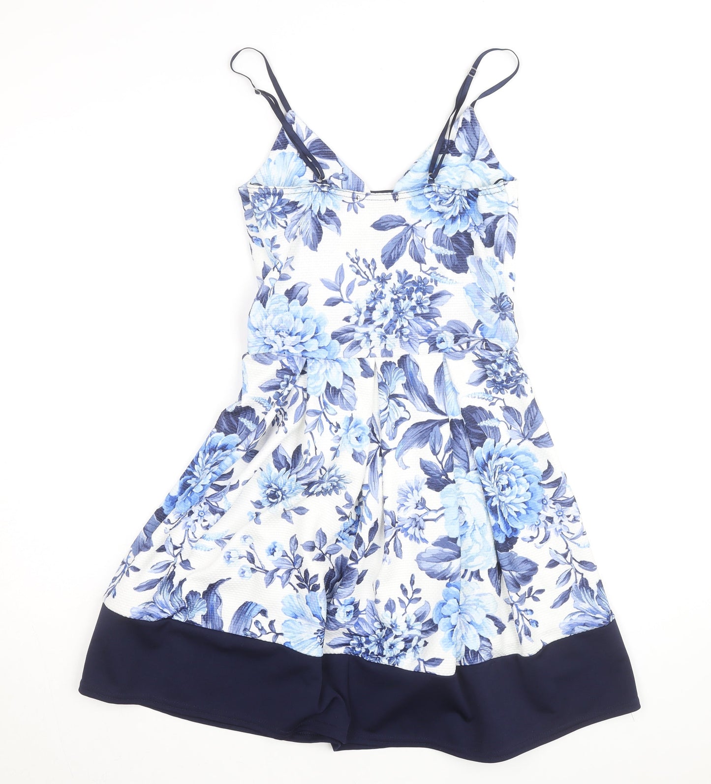 Quiz Women Blue Floral Fit & Flare Sleeveless Dress Size 10