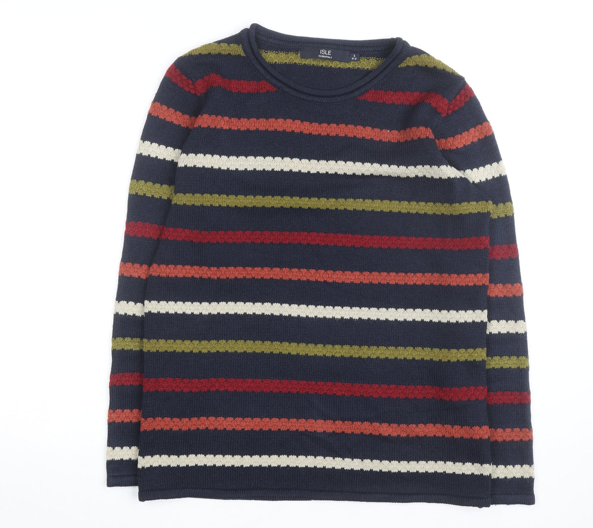 Isle Essentials Unisex Multicoloured Striped Knit Jumper Size S