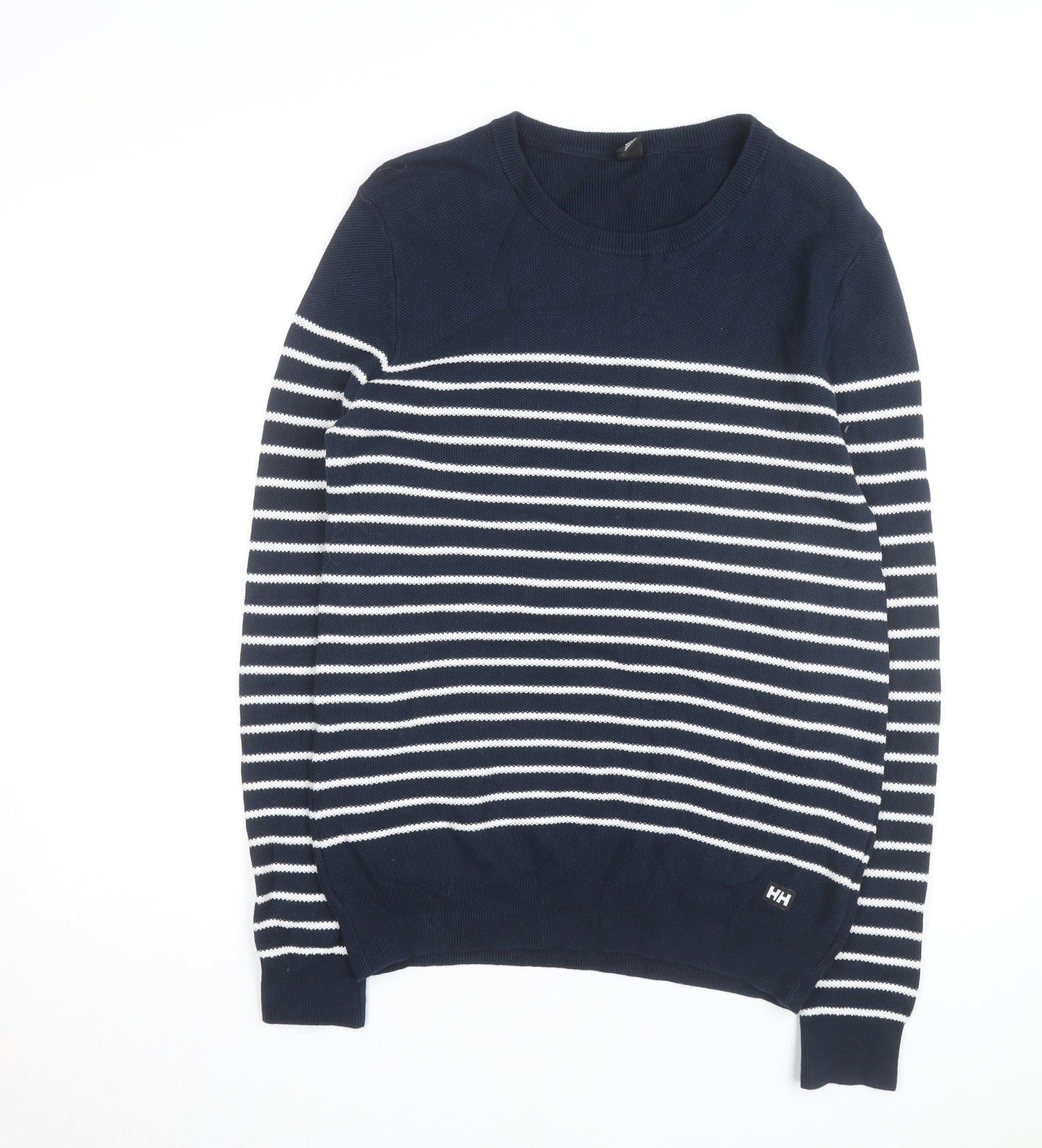 Helly Hansen Men's Blue Striped Cotton Crew Neck Jumper M