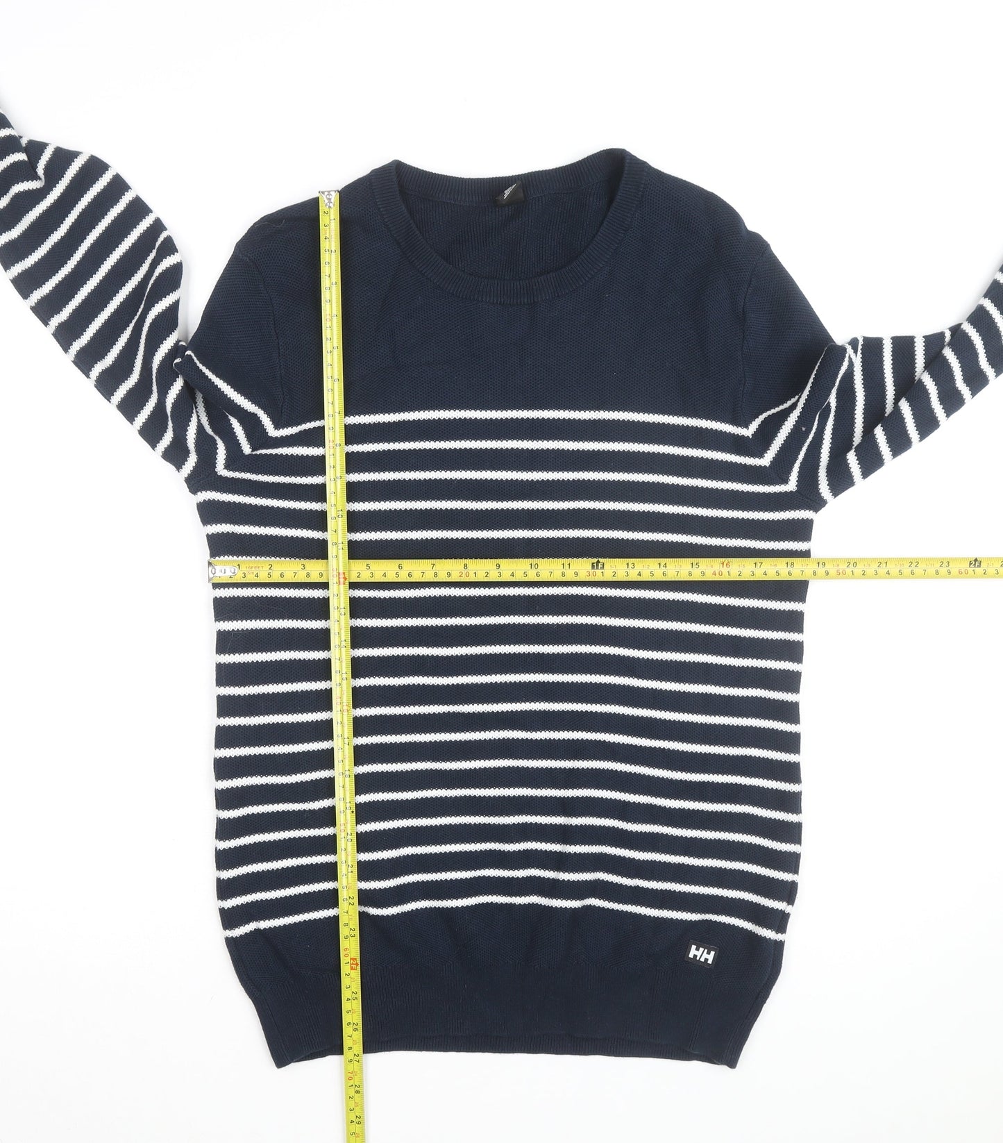 Helly Hansen Men's Blue Striped Cotton Crew Neck Jumper M