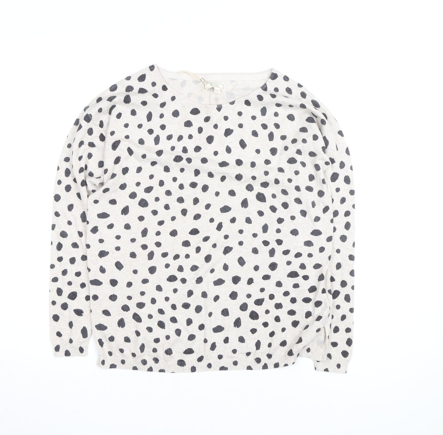 Fat Face Women’s White Animal Print Long Sleeve Cotton Top Size 8