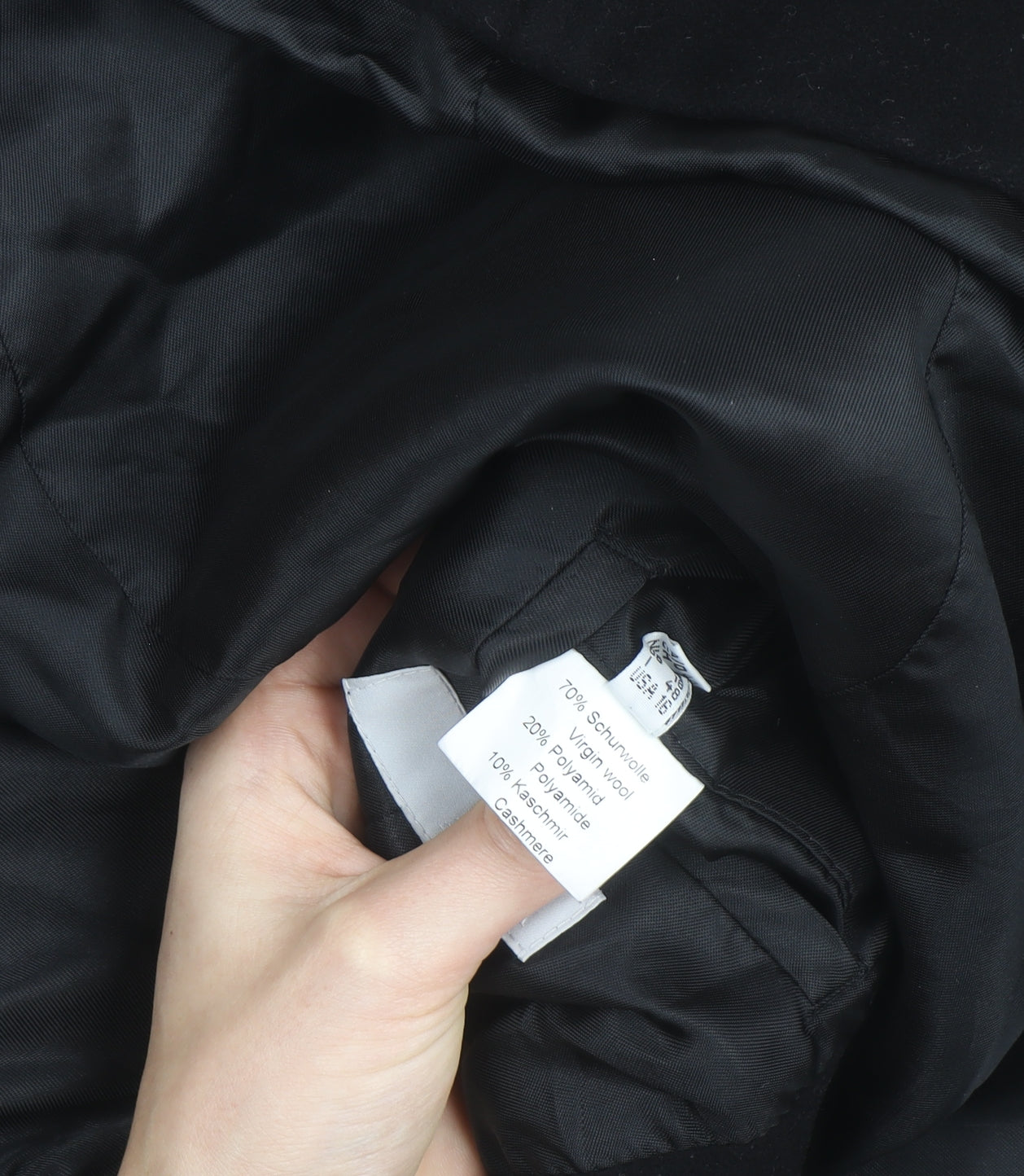 Erich Fend Women's Black Wool Cashmere Long Overcoat Size 12