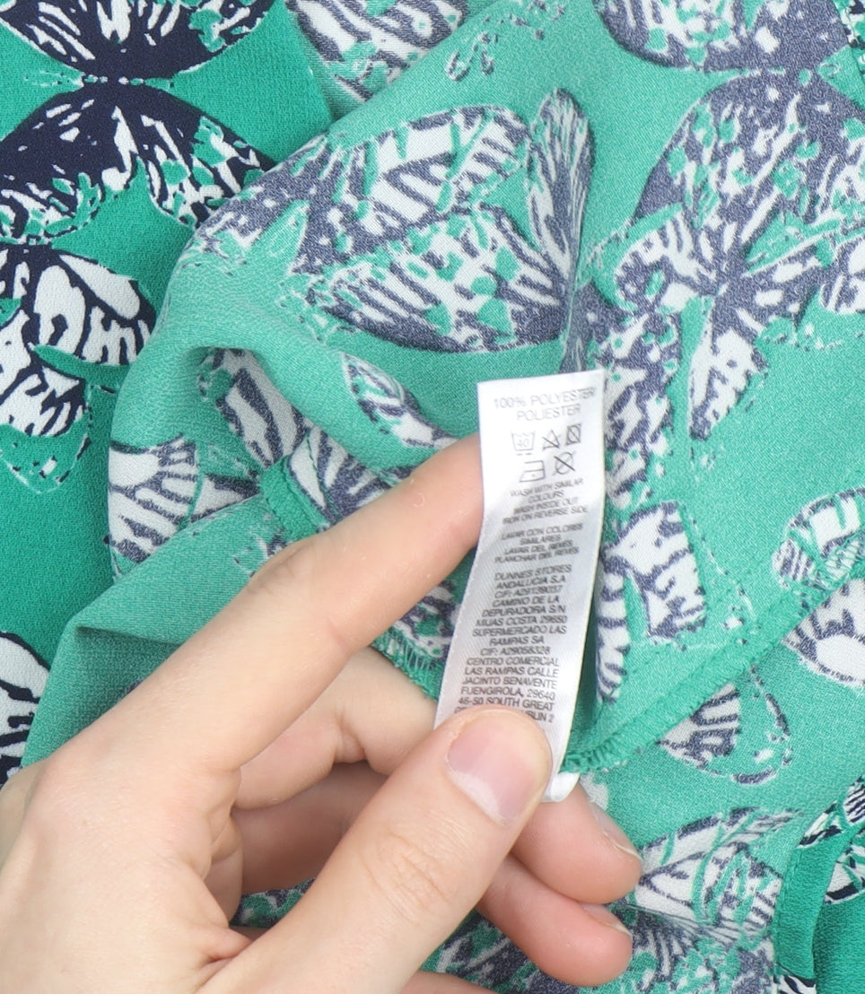 Dunnes Stores Women's Green Butterfly Blouse Size 14 Sleeveless