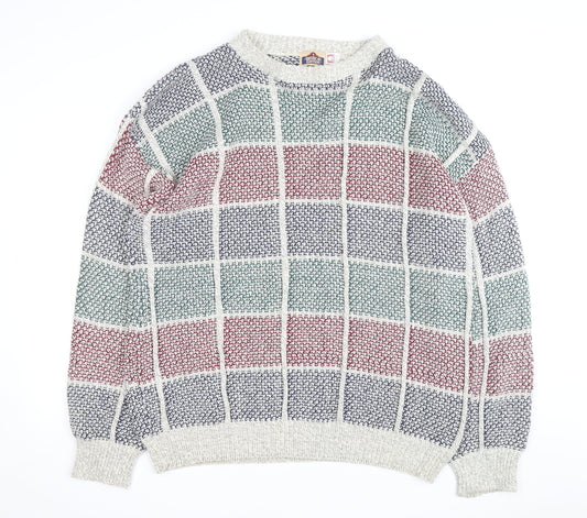 American Edition Men's Multicoloured XL Chunky Knit Cotton Jumper
