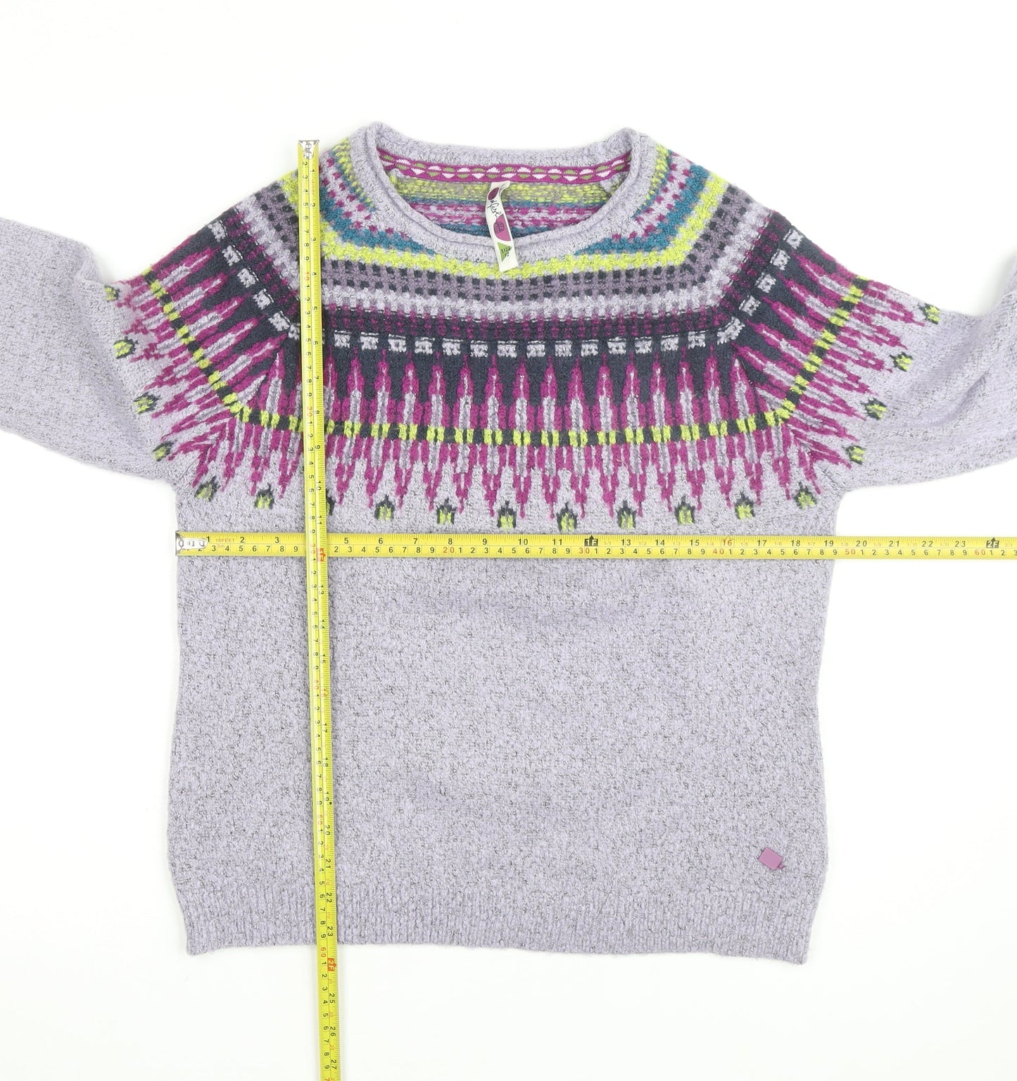 Weird Fish Women's Purple Fair Isle Knit Jumper Size 12