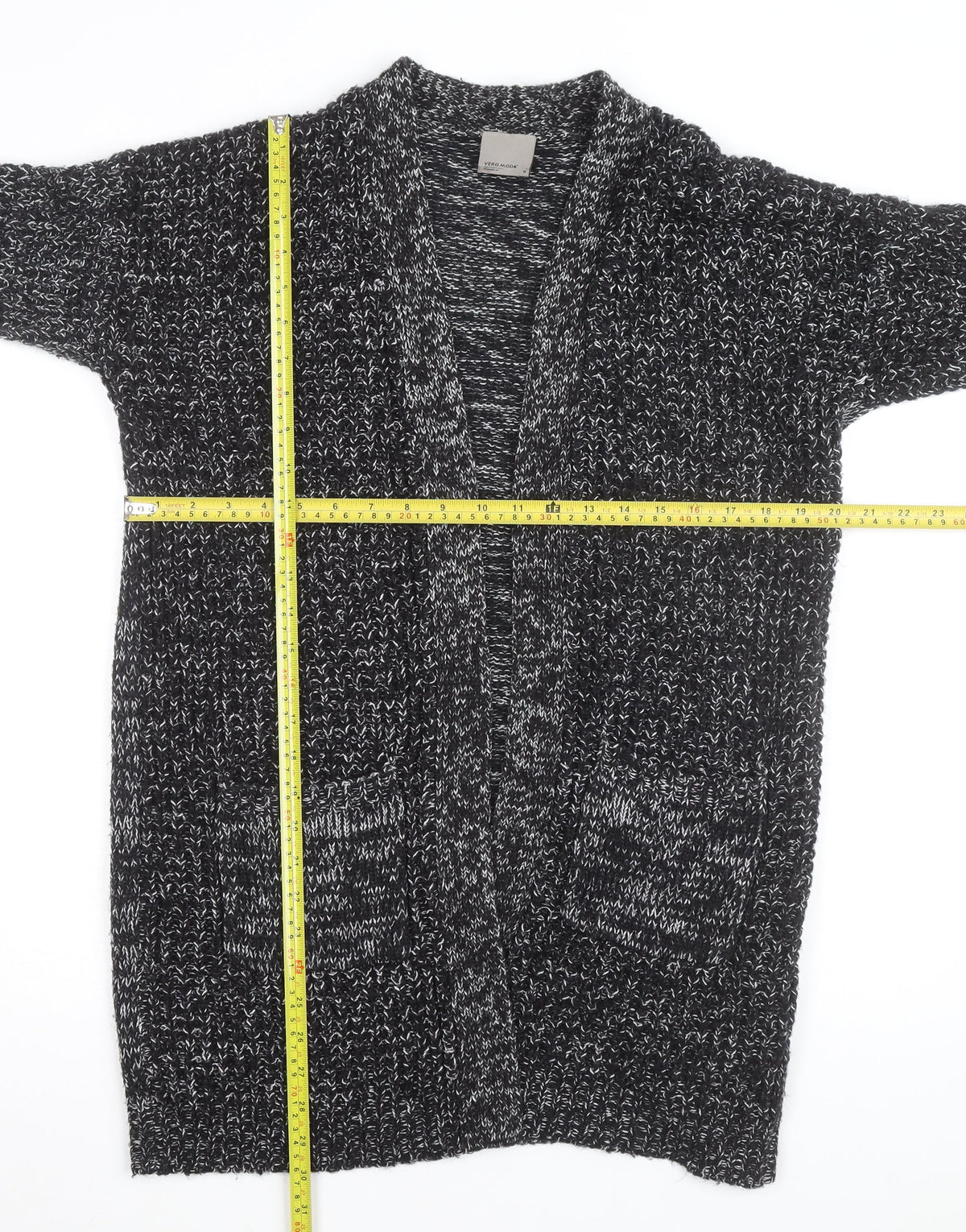 Vero Moda Women's Black Chunky Knit Open Cardigan M