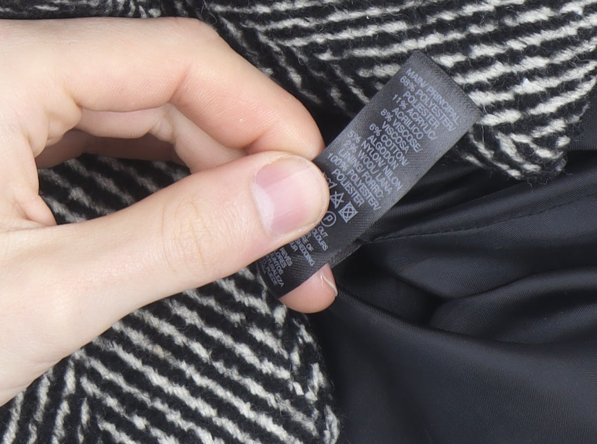 Dunnes Stores Women's Grey Herringbone Wool Blend Pea Coat Size 12