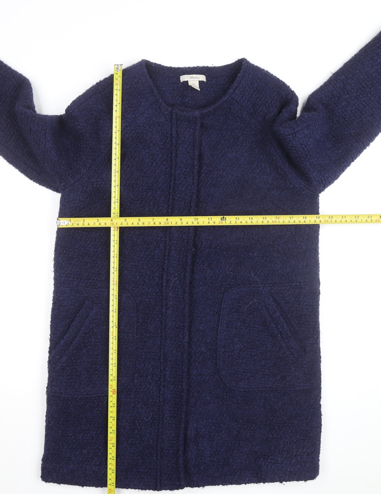 Sfera Women's Blue Wool Blend Mid-Length Coatigan Size S