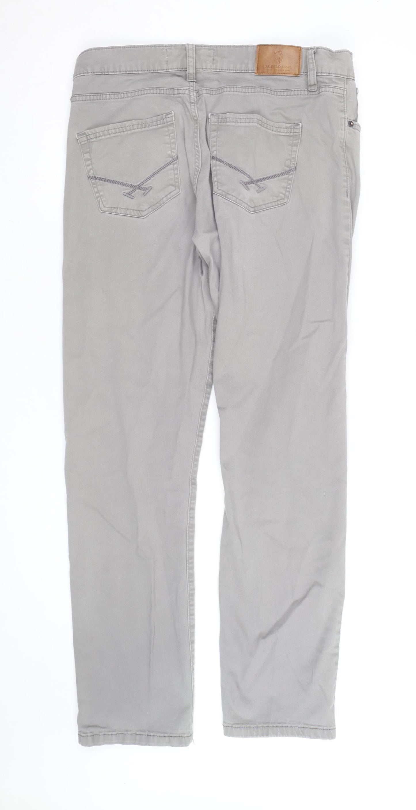U.S. Polo Assn. Men's Grey Chino Trousers Size 32 Regular Fit