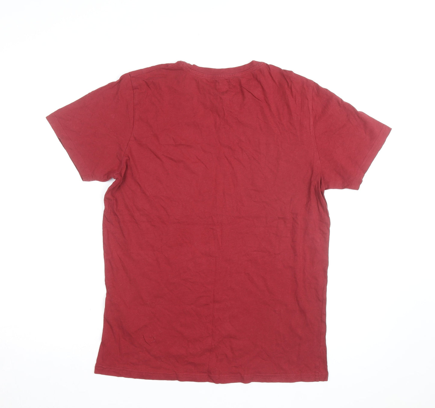 Jack & Jones Men's Red Crew Neck Regular Fit Cotton T-Shirt L